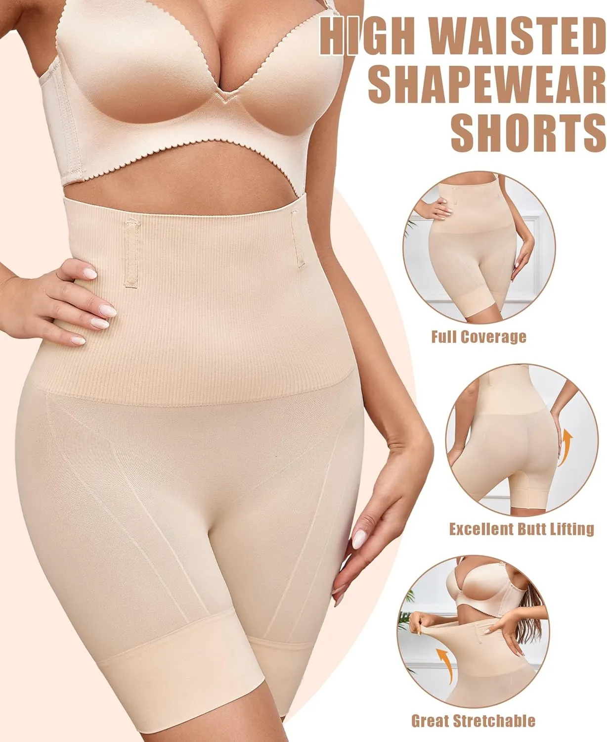 SOFIA'S CHOICE Tummy Control Shapewear Shorts for Women High Waisted Body Shaper Shorts Thigh Slimmer Butt Lifting Panties