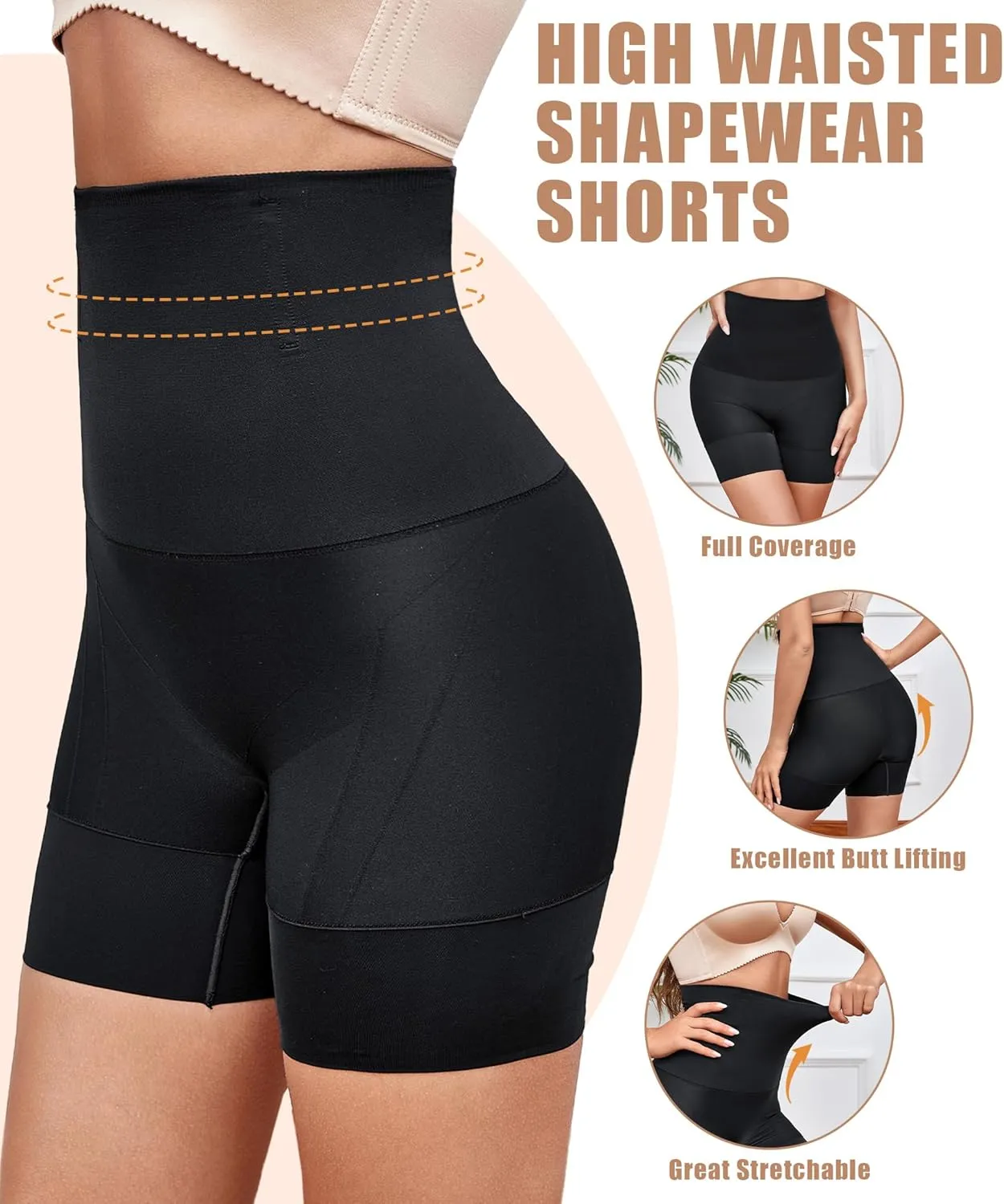 SOFIA'S CHOICE Tummy Control Shapewear Shorts for Women High Waisted Body Shaper Shorts Thigh Slimmer Butt Lifting Panties
