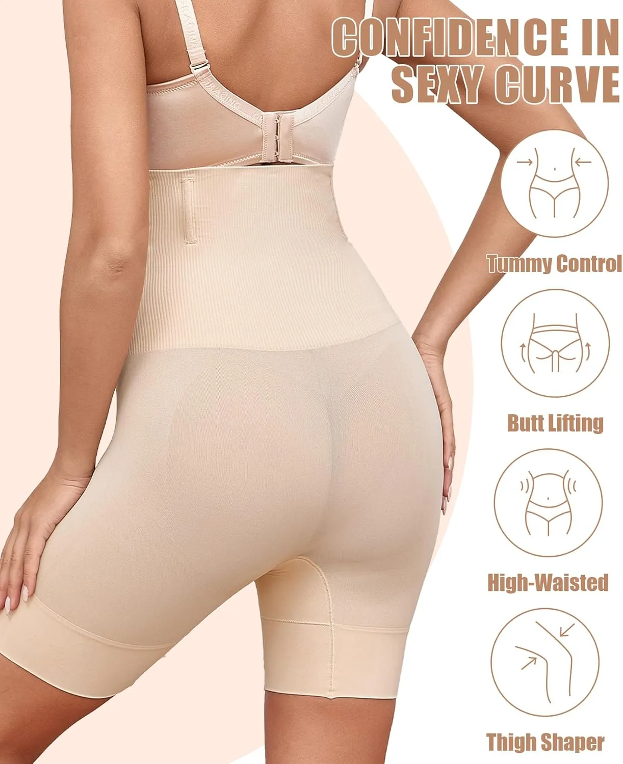 SOFIA'S CHOICE Tummy Control Shapewear Shorts for Women High Waisted Body Shaper Shorts Thigh Slimmer Butt Lifting Panties