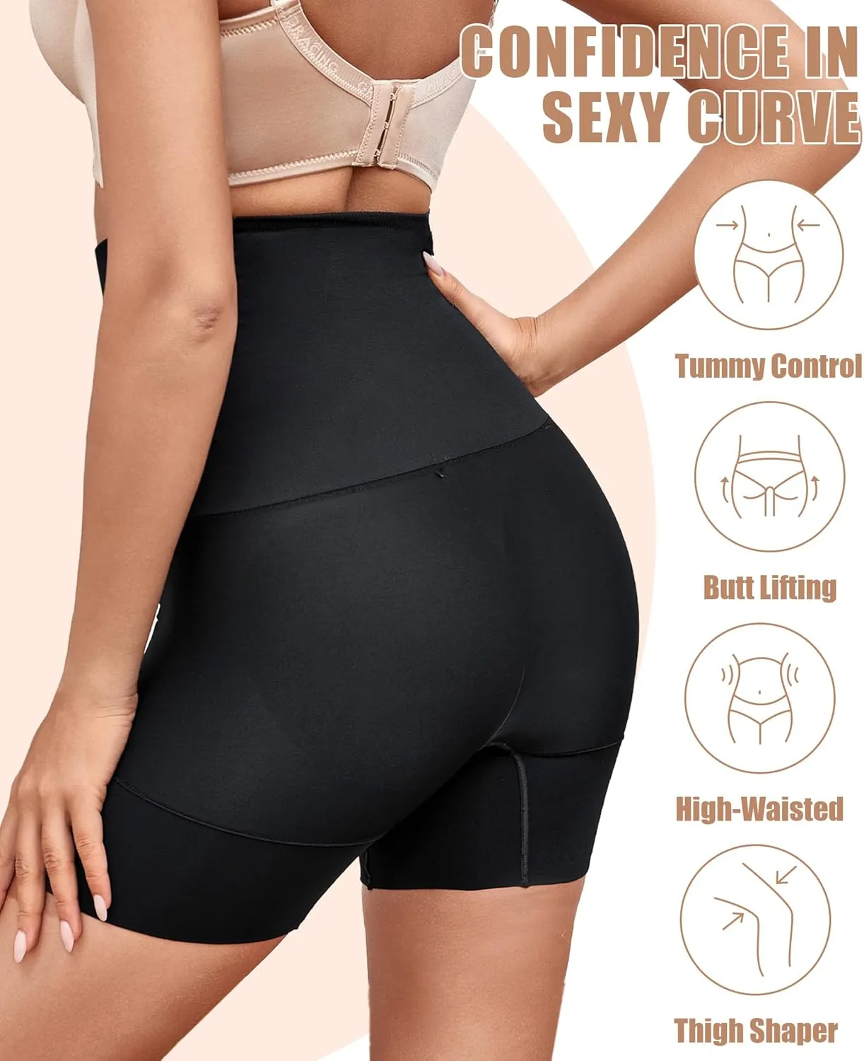 SOFIA'S CHOICE Tummy Control Shapewear Shorts for Women High Waisted Body Shaper Shorts Thigh Slimmer Butt Lifting Panties