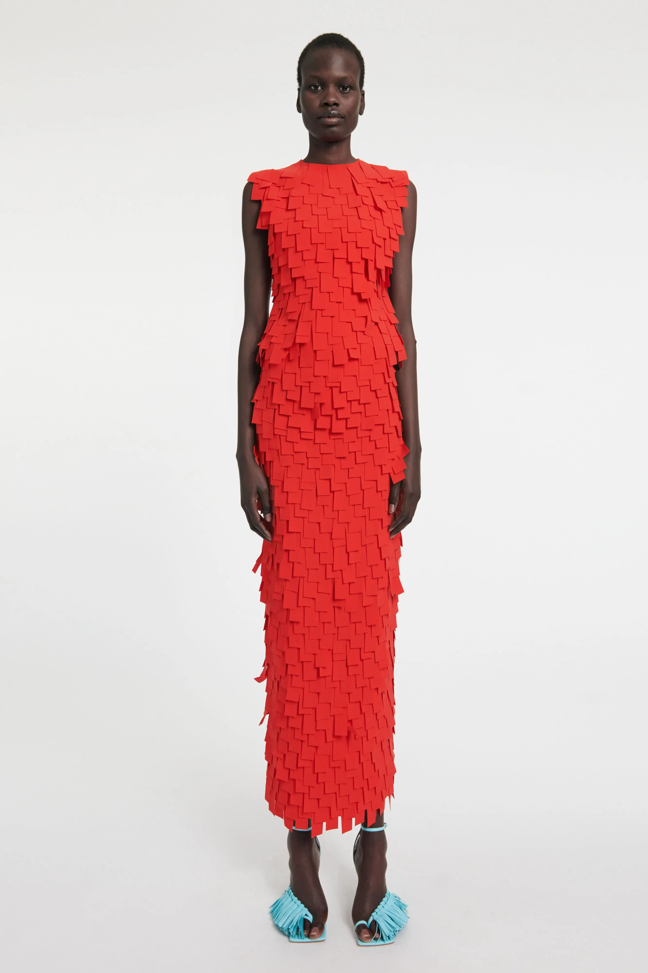Contrast Stitching Multi Rectangle Skirt Red