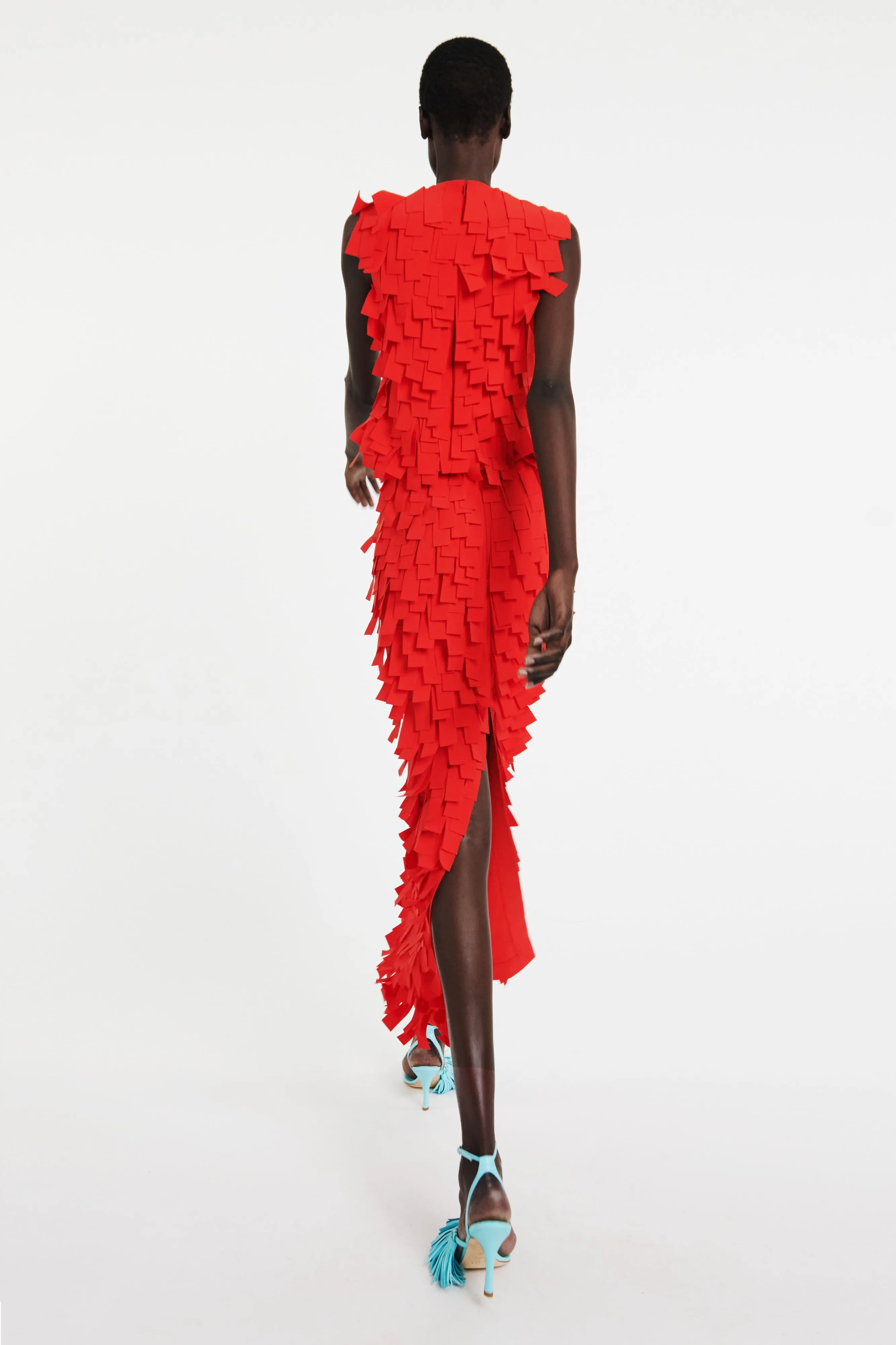 Bold Look Thermoregulating Fabric Multi Rectangle Skirt Red