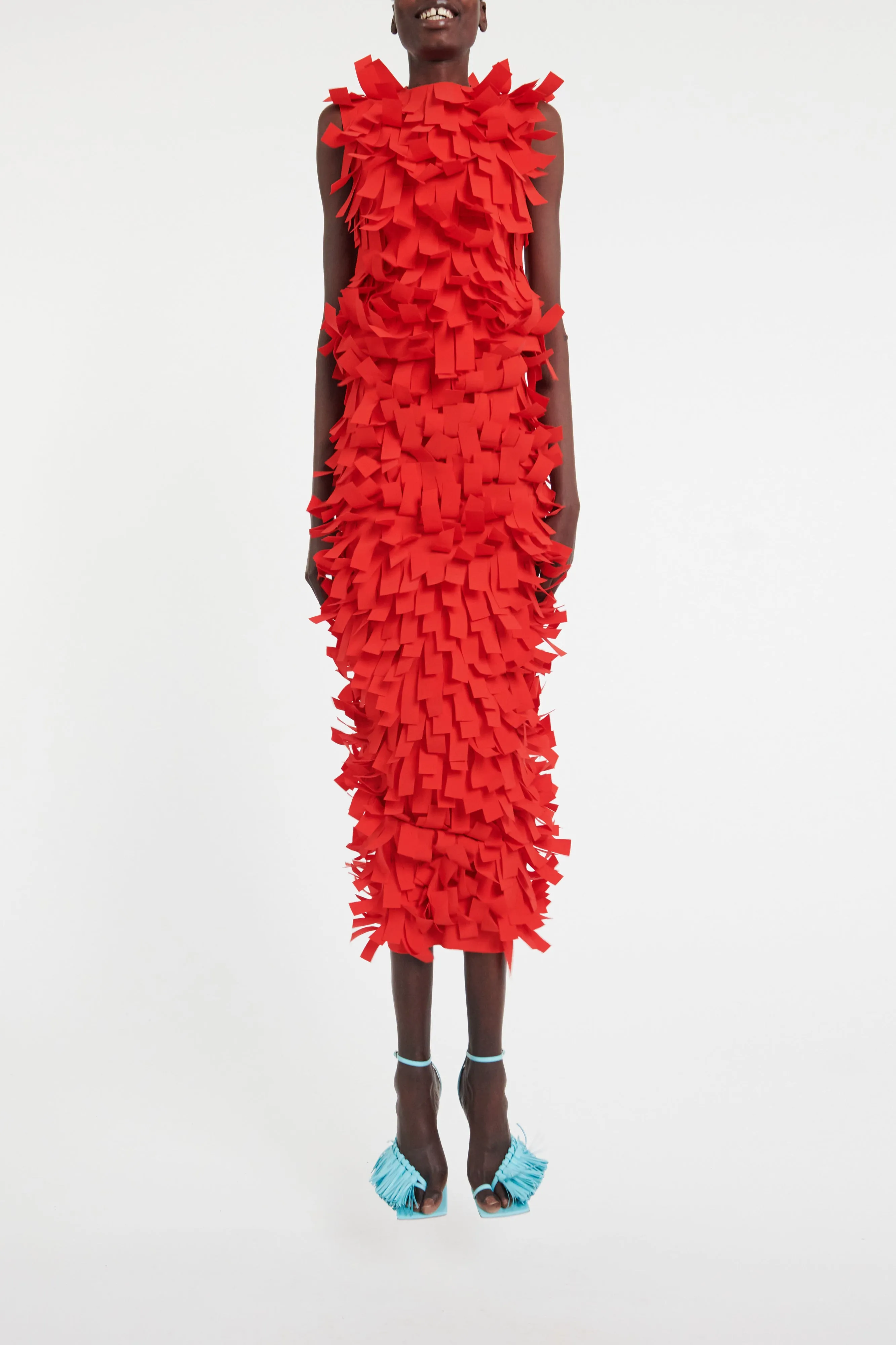 Designer Inspired Multi Rectangle Skirt Red