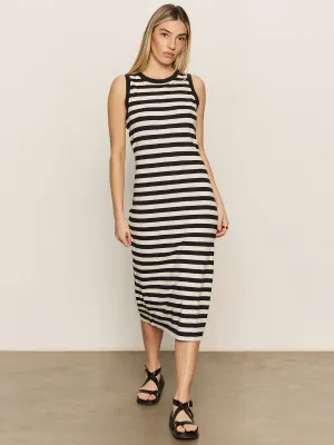 Contrast Trim Maxi Dress Black Macrame Stripe Bless Touch Dreamy Texture