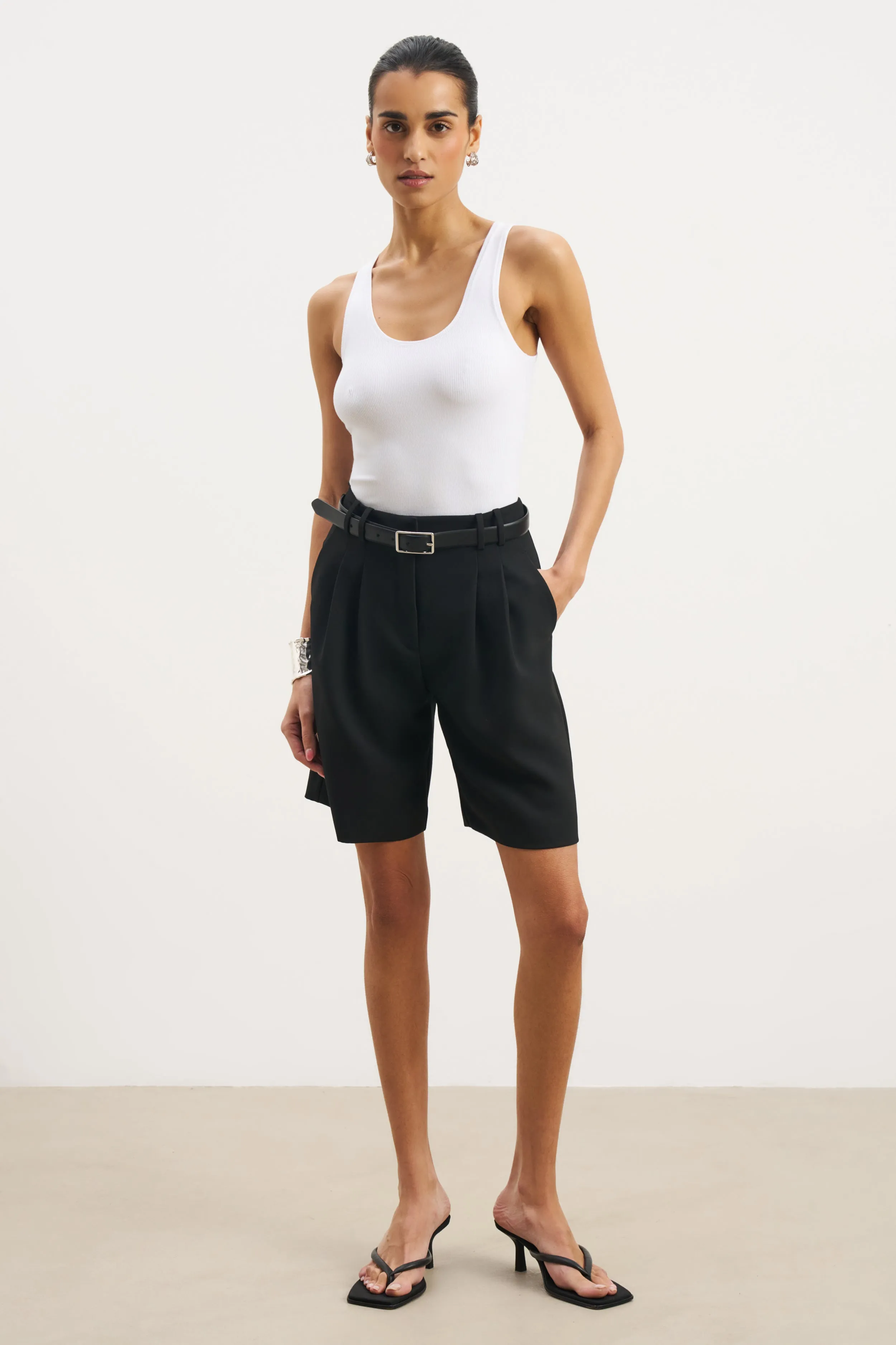 Soft Ribbed Tank Top - White DualLayer Weave Non Restrictive Cut