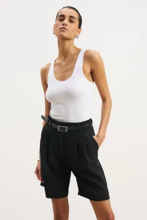 Bonded Hemline VentilatedArmholes Soft Ribbed Tank Top - White