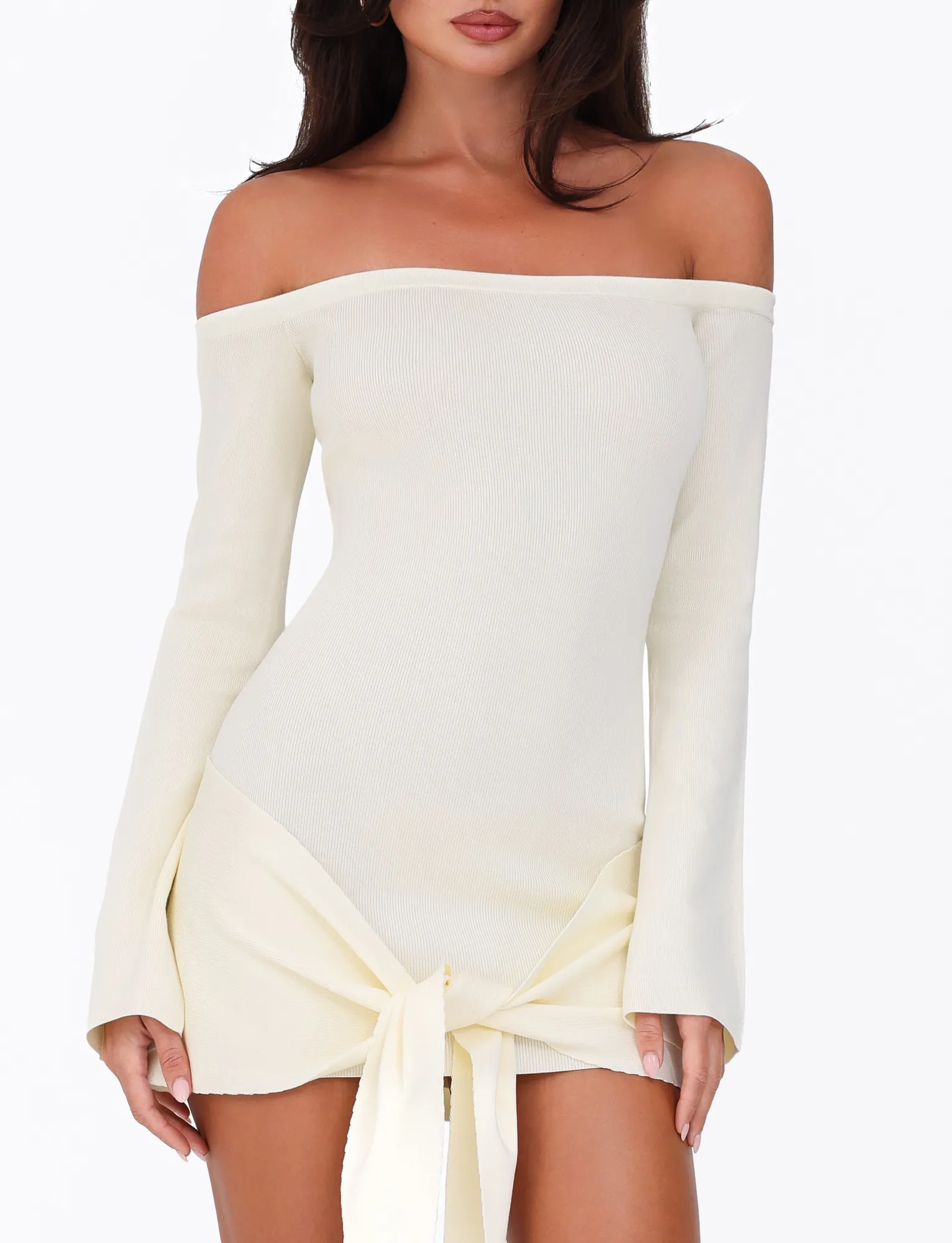 CYPRESS DRESS - WHITE : CREAM Holiday-Party Color-Blocked