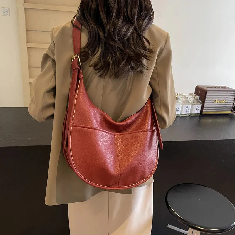 Soft Solid Retro Design Shoulder Bags