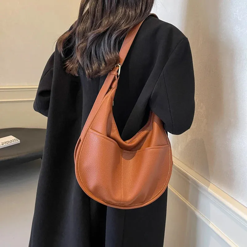 Soft Solid Retro Design Shoulder Bags