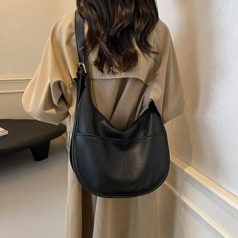Soft Solid Retro Design Shoulder Bags