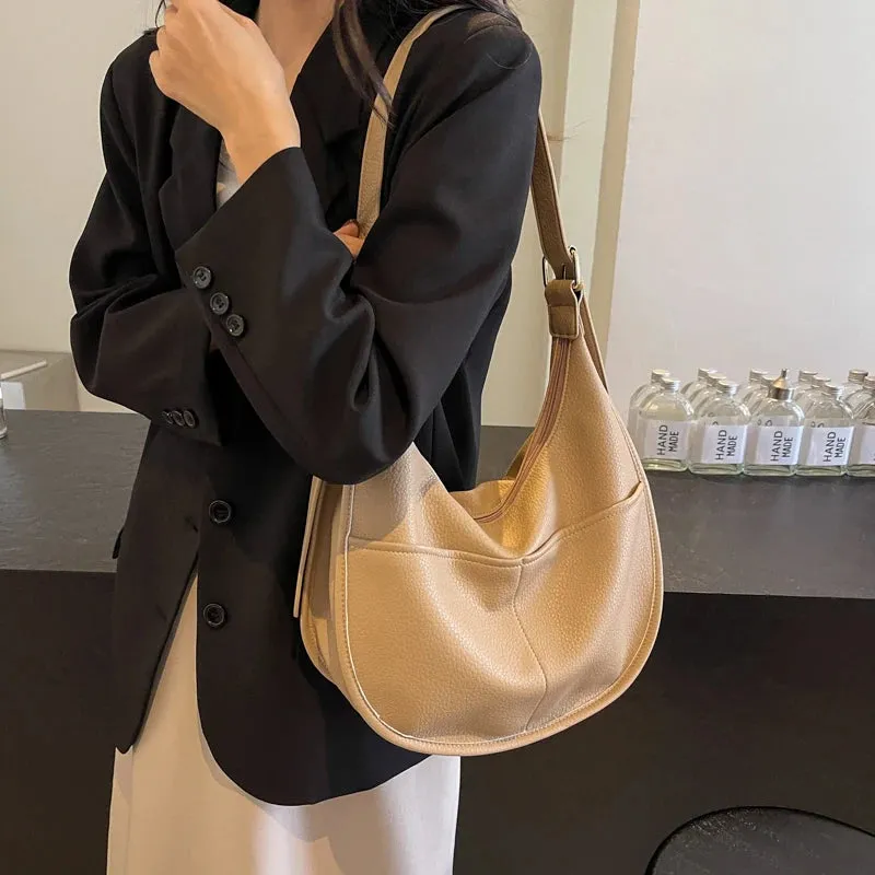 Soft Solid Retro Design Shoulder Bags