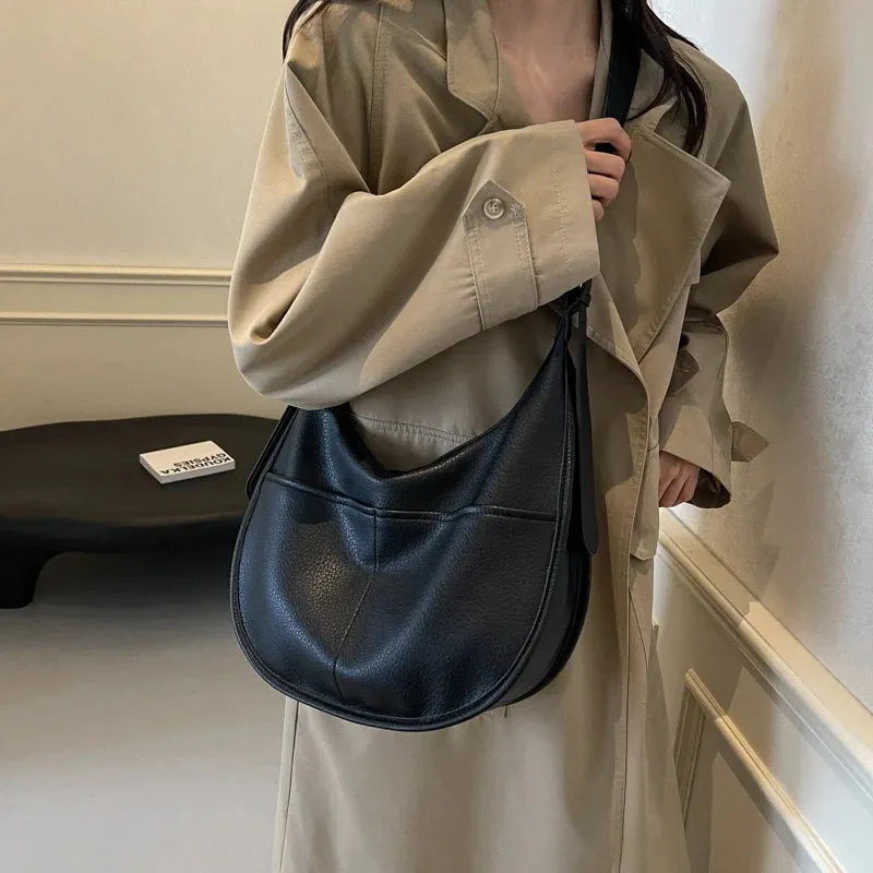 Soft Solid Retro Design Shoulder Bags