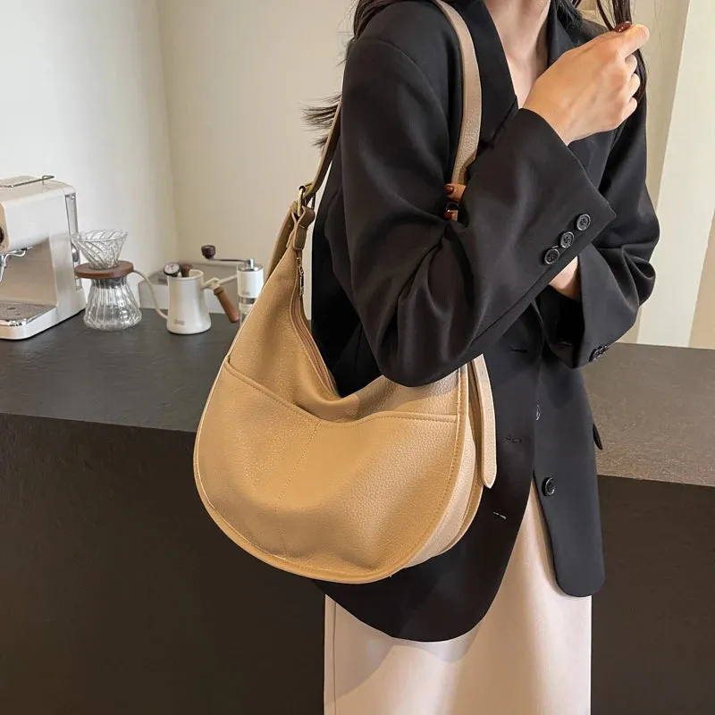 Soft Solid Retro Design Shoulder Bags