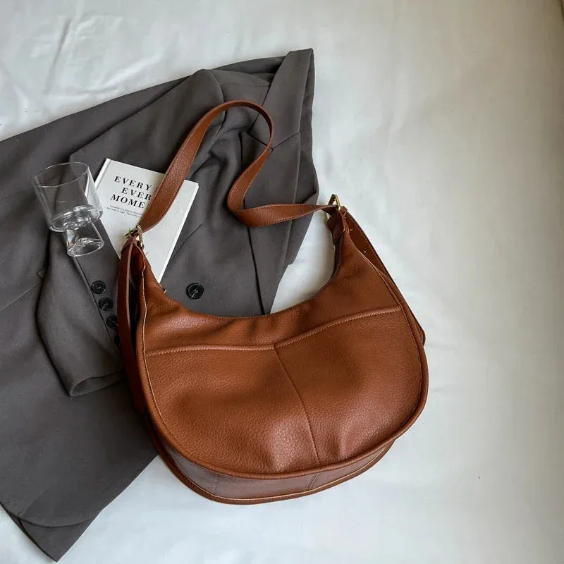 Soft Solid Retro Design Shoulder Bags