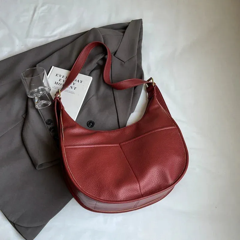 Soft Solid Retro Design Shoulder Bags