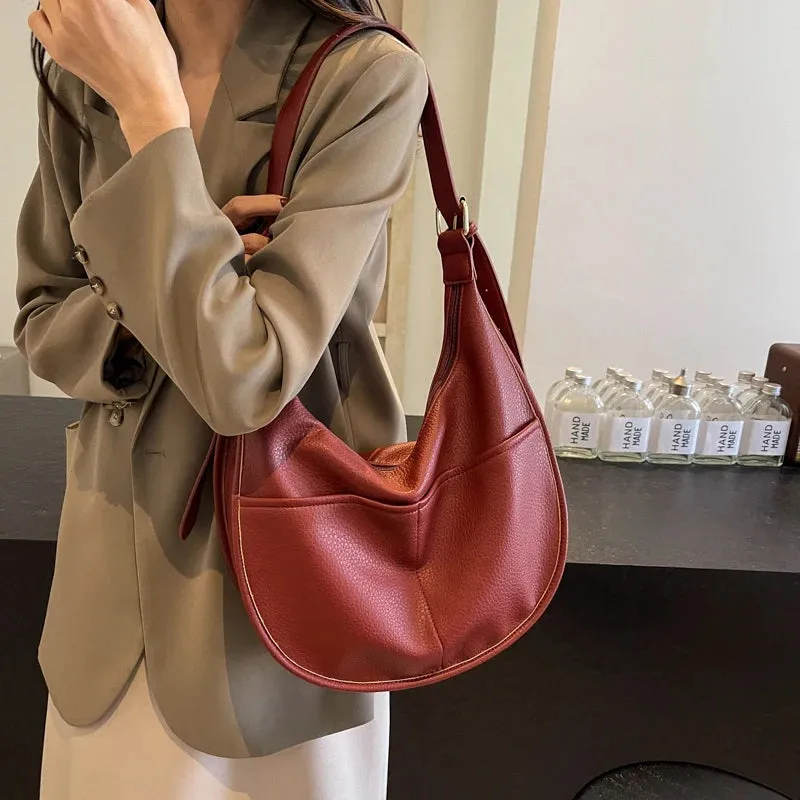 Soft Solid Retro Design Shoulder Bags