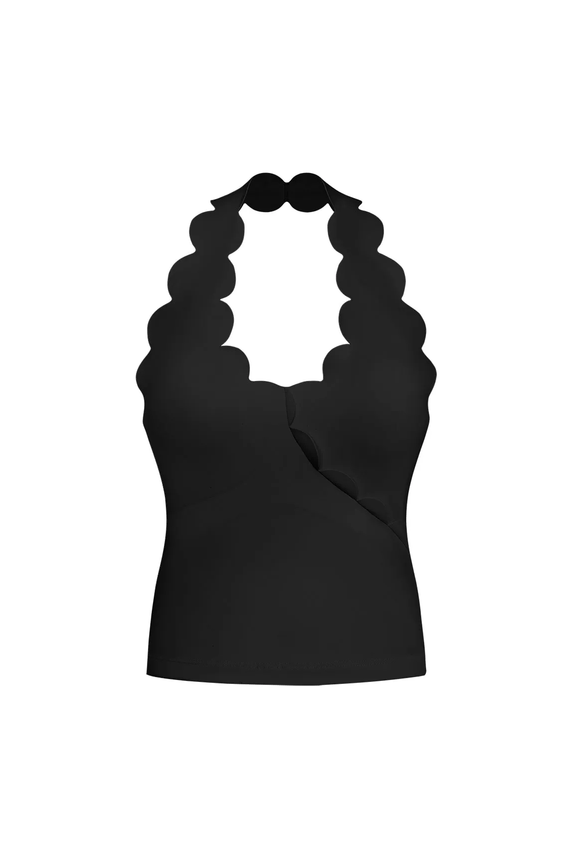 NonScratchSurface YarnDyedQuality Riviera Scallop Halter Bra Tank