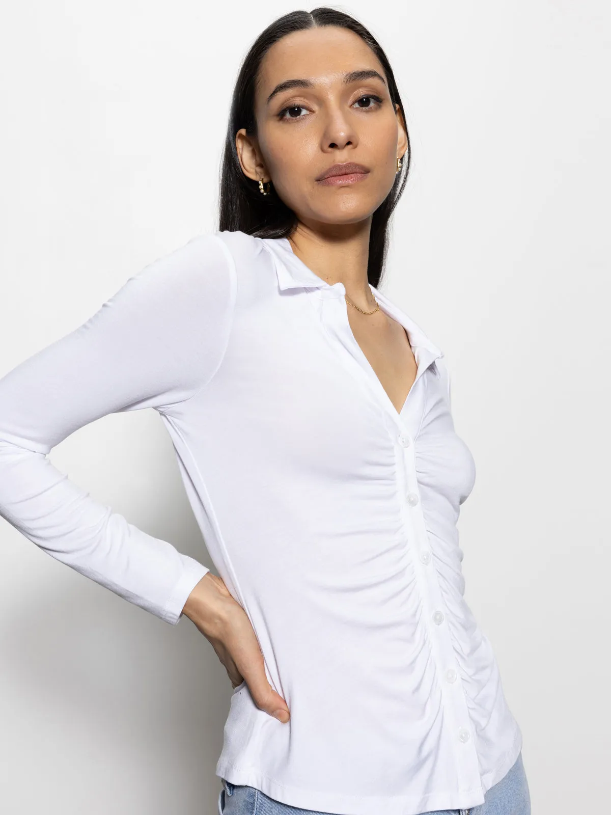 Dreamgirl Button Up Top White Street Smart