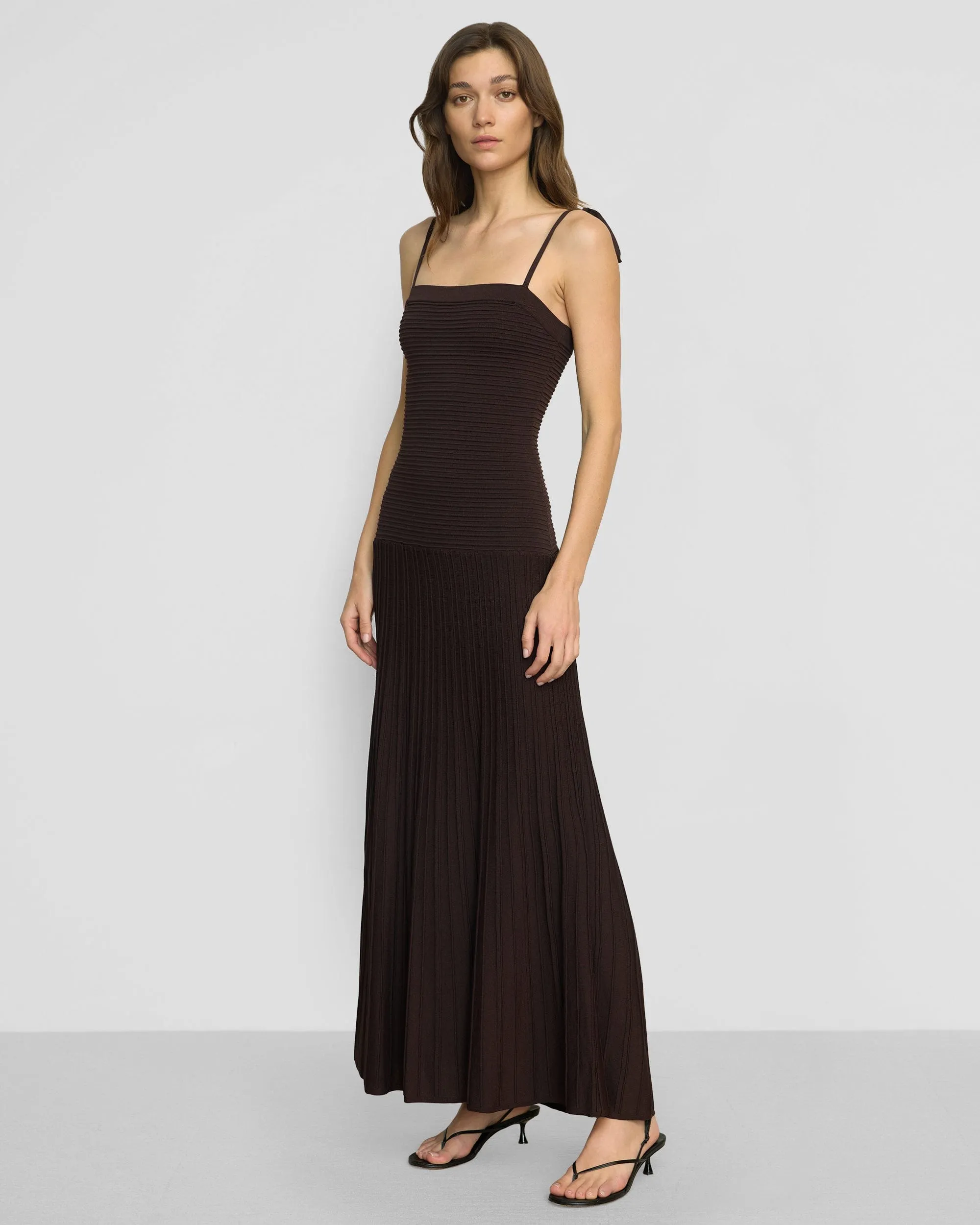 Chan Ottoman-Knit Dress Stylish and Comfortable Mesh-Sleeve