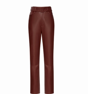 sporty wear Faux Leather High Waisted Belted Jean