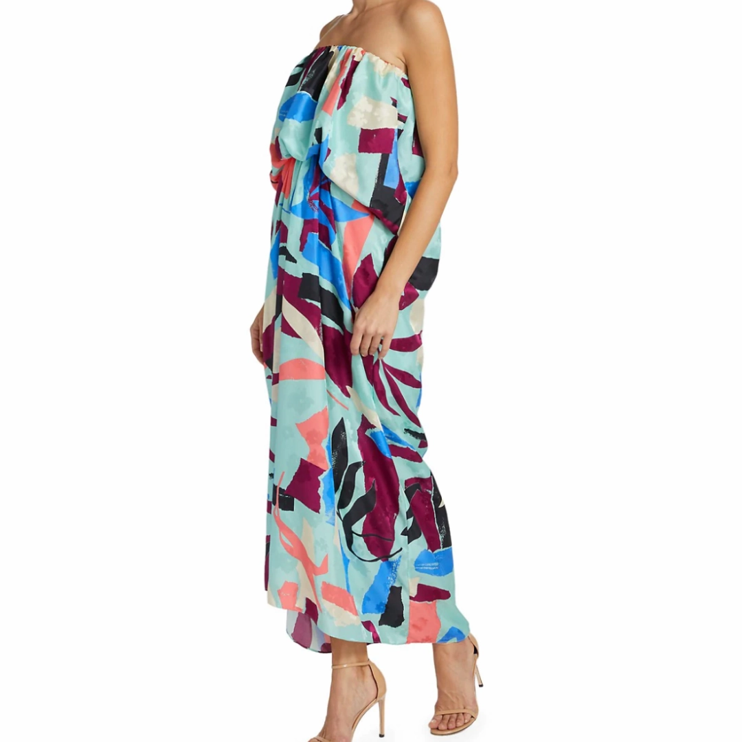 Water-Repellent-Finish Bold Structure Zena Silk Dress
