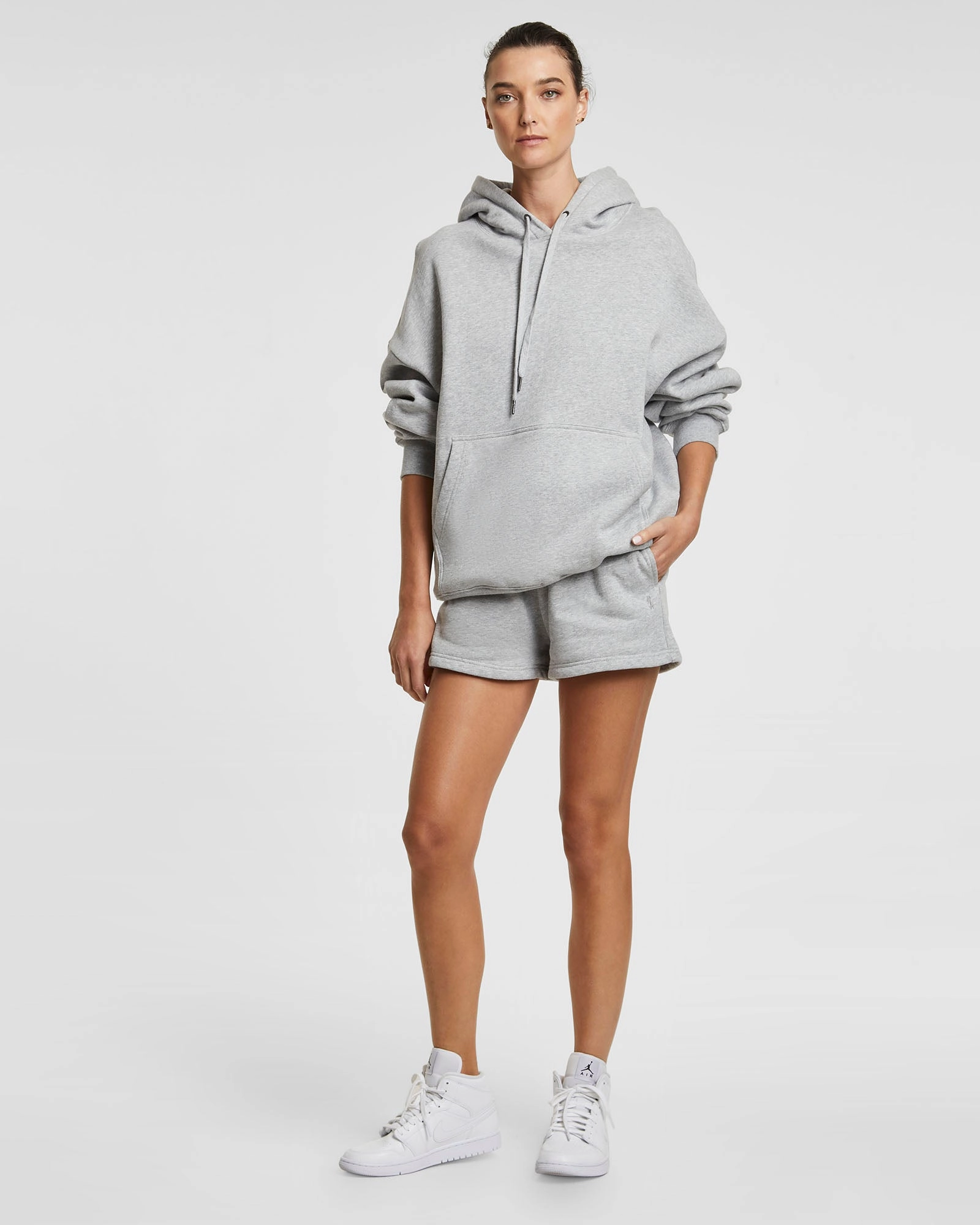 3 X 4 OH G HOODIE GREY MARL Compact Knit Structure Stretch Knit Backing
