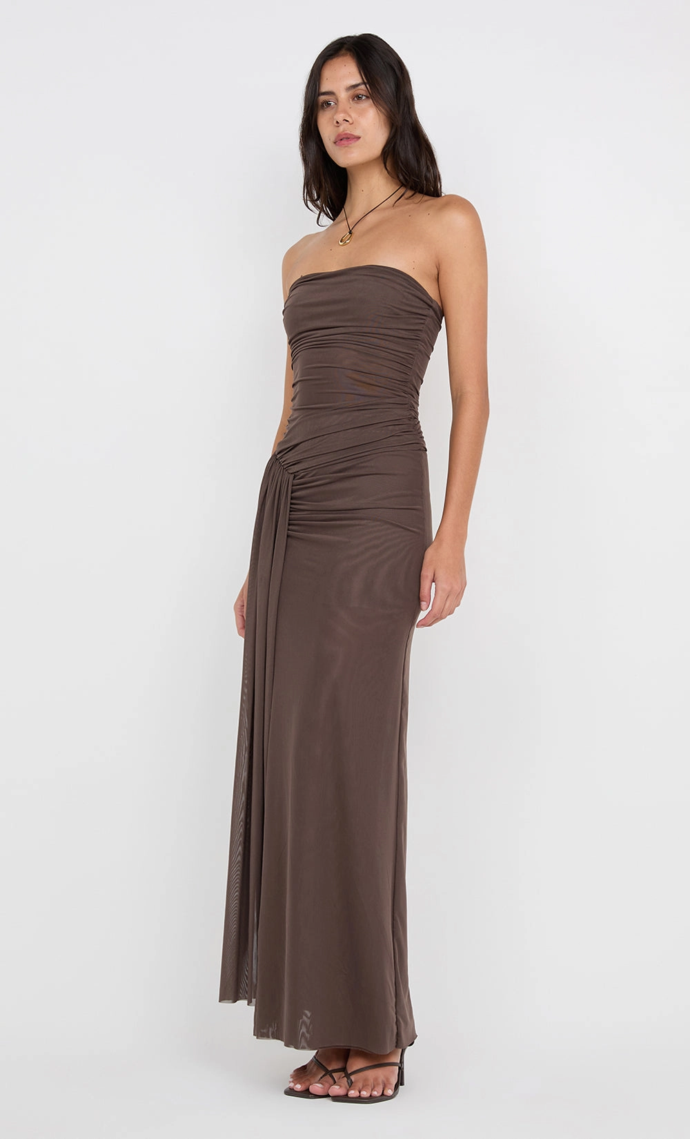 IDA STRAPLESS DRESS - MILK CHOCOLATE Cozy and Comfortable Tactile Feel