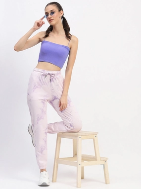 mSECRET Camouflage Print Cotton Mauve Joggers Flexible Material Slim Look Fit