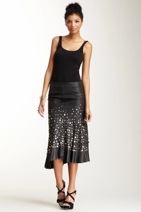 Layer Combo Antiqued Goat Leather Tango Skirt - Black