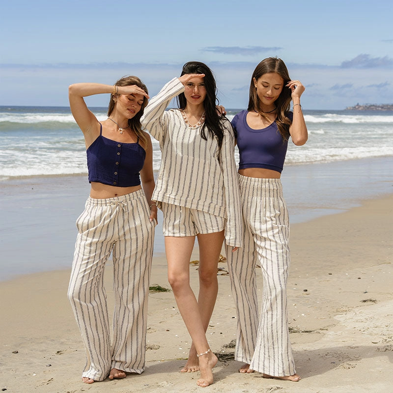Sailor Stripe Cotton Cabana Pants Slim Shape