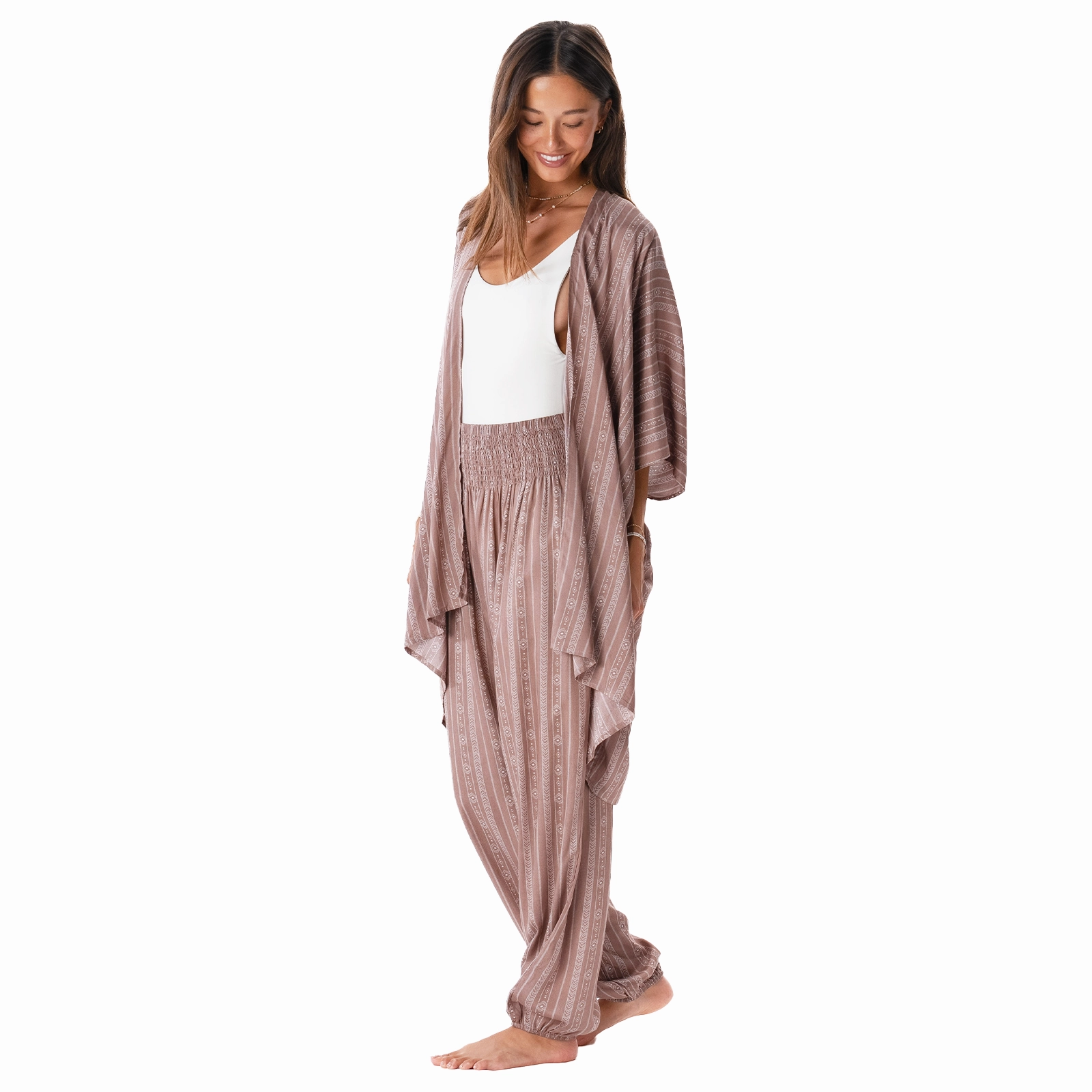 No Bunching Flexible Knee Panels Yao Tribal Print Lounge Set