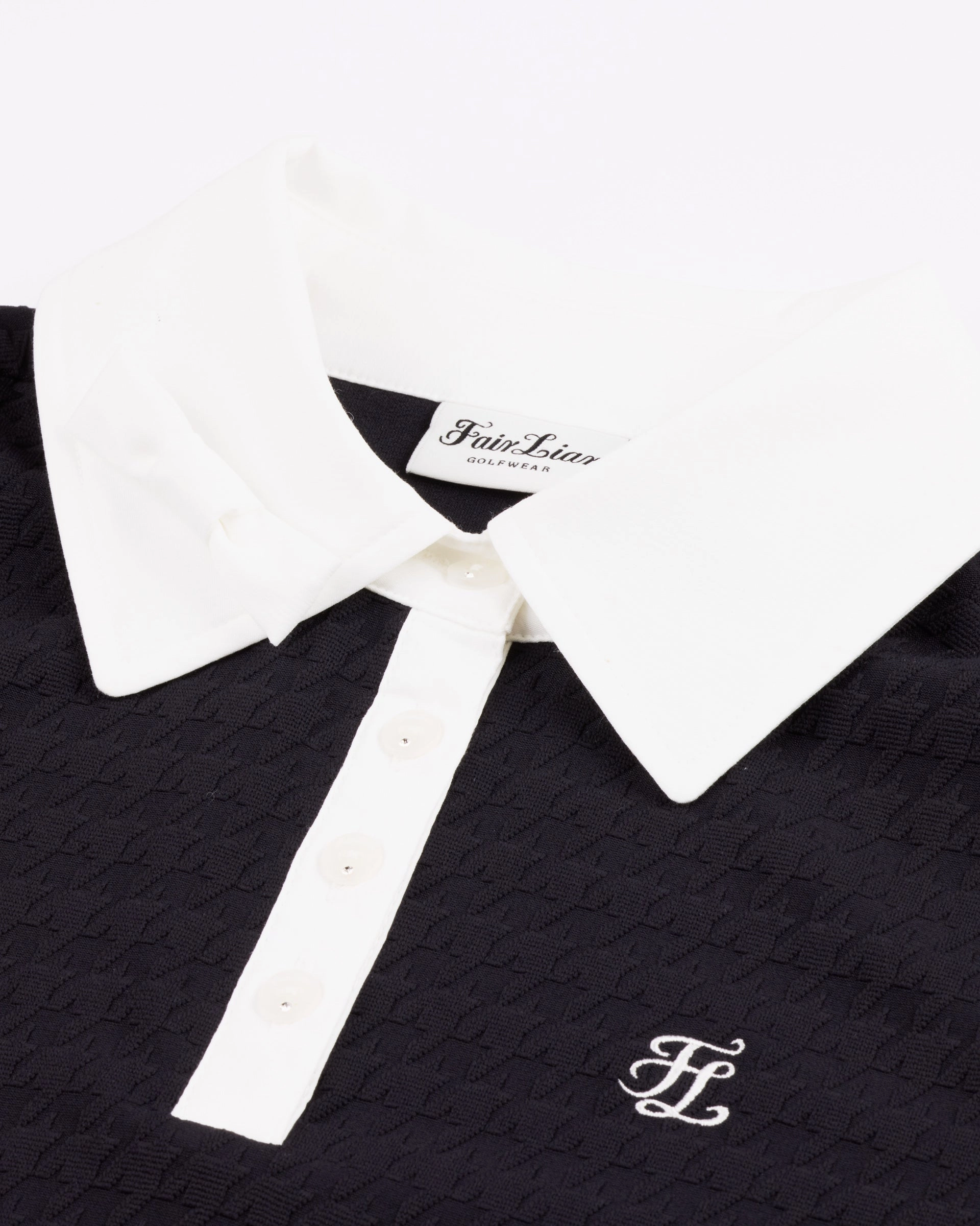Houndstooth jacquard collar T-shirt - Black Thermal Regulation Technology