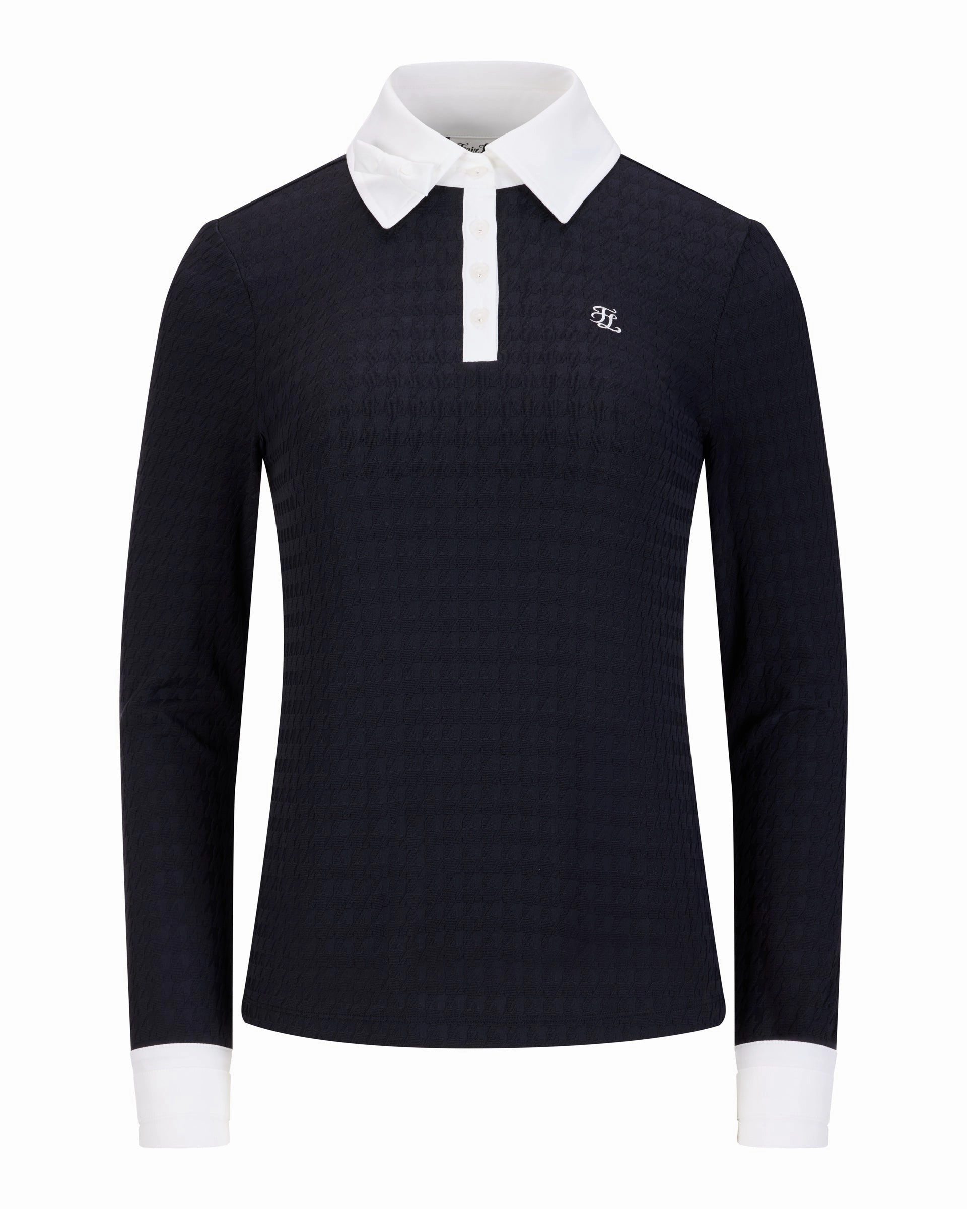HighStretch Houndstooth jacquard collar T-shirt - Black