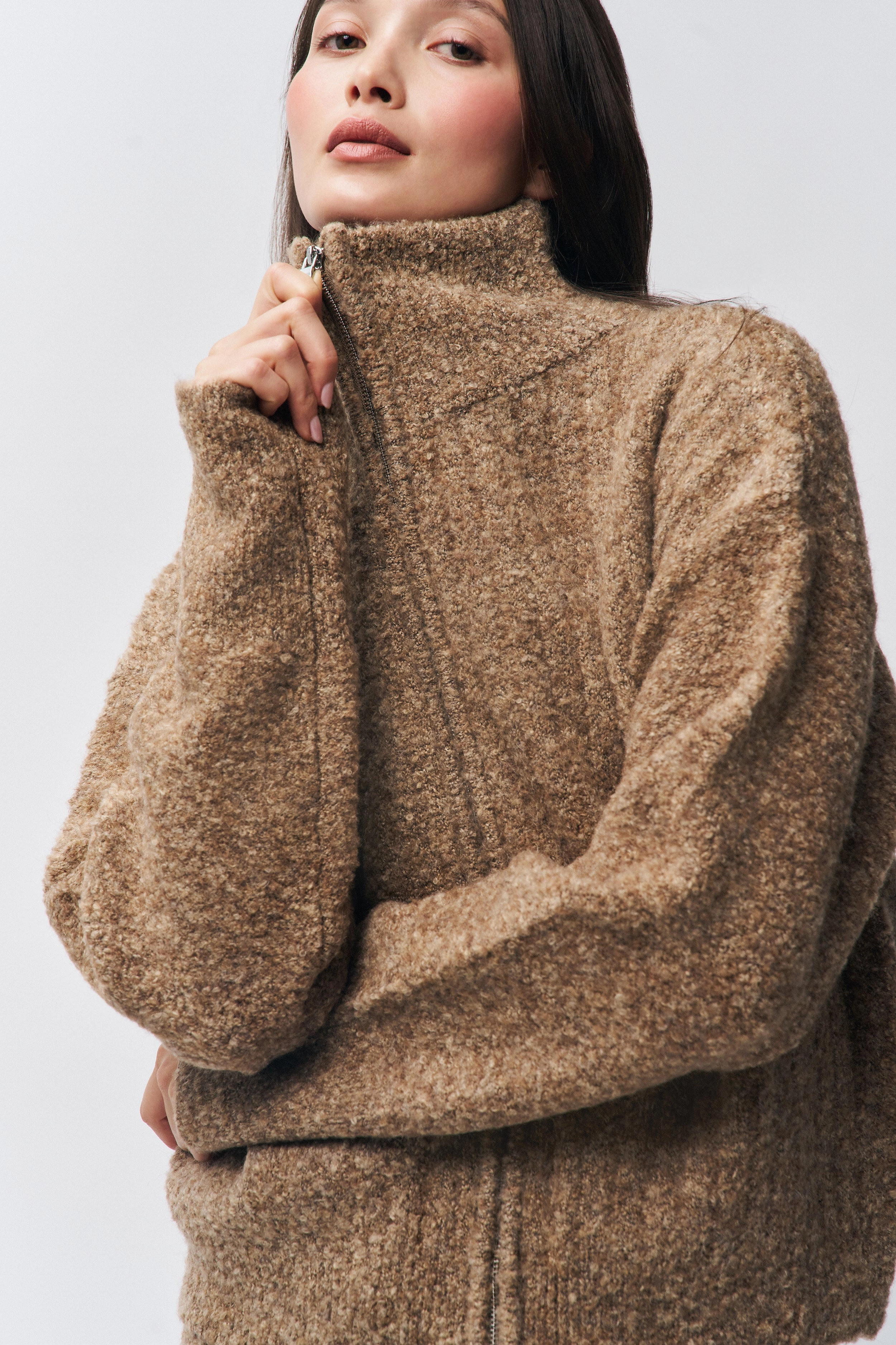 Mila Zip Up Natural Fiber Composition Recycled Polyester Thread