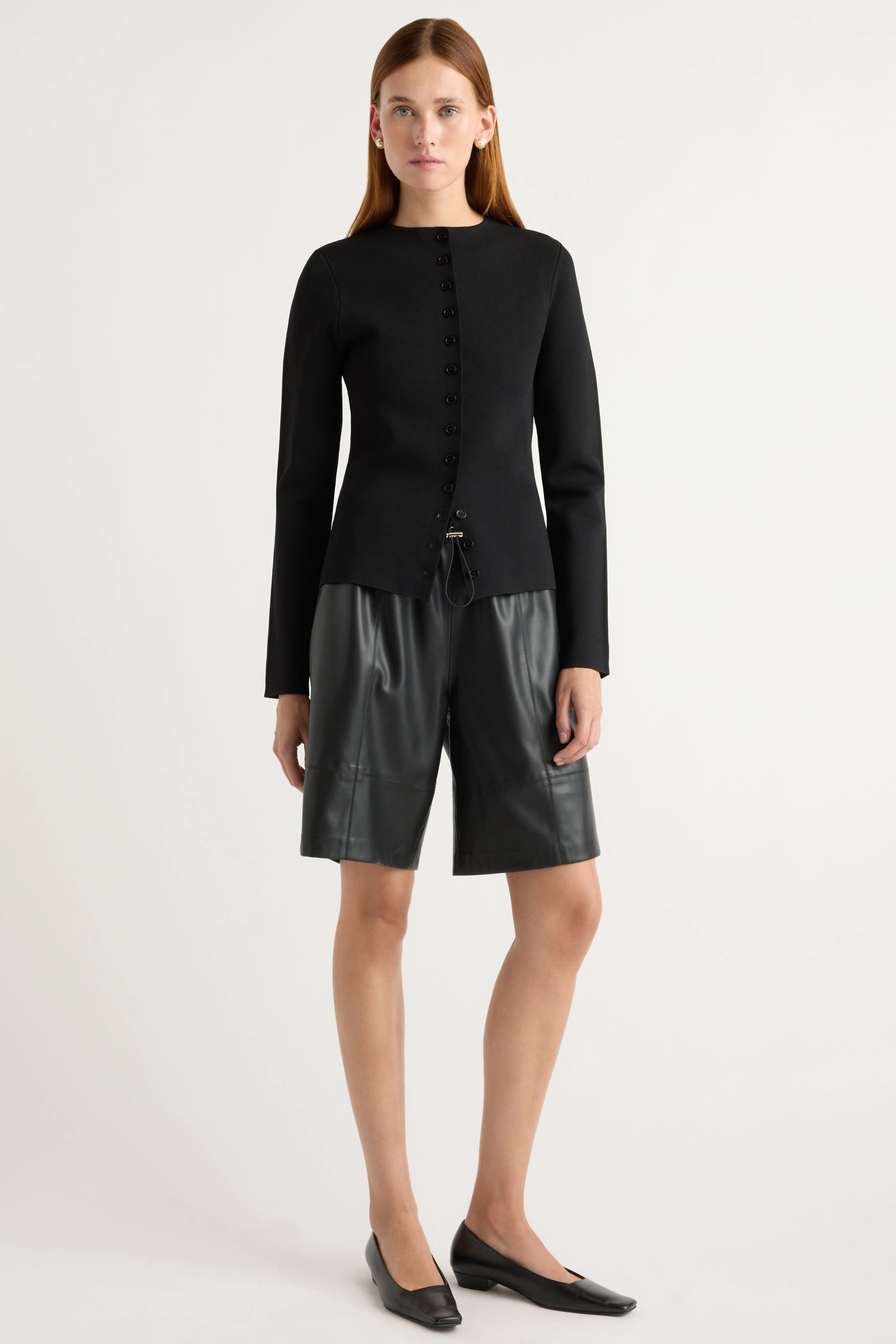 All Season Wear Flexible Style Charla Button Crew-Neck Sweater