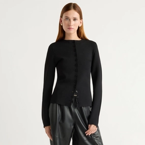 Charla Button Crew-Neck Sweater Outdoor Vibe Comfy Movement