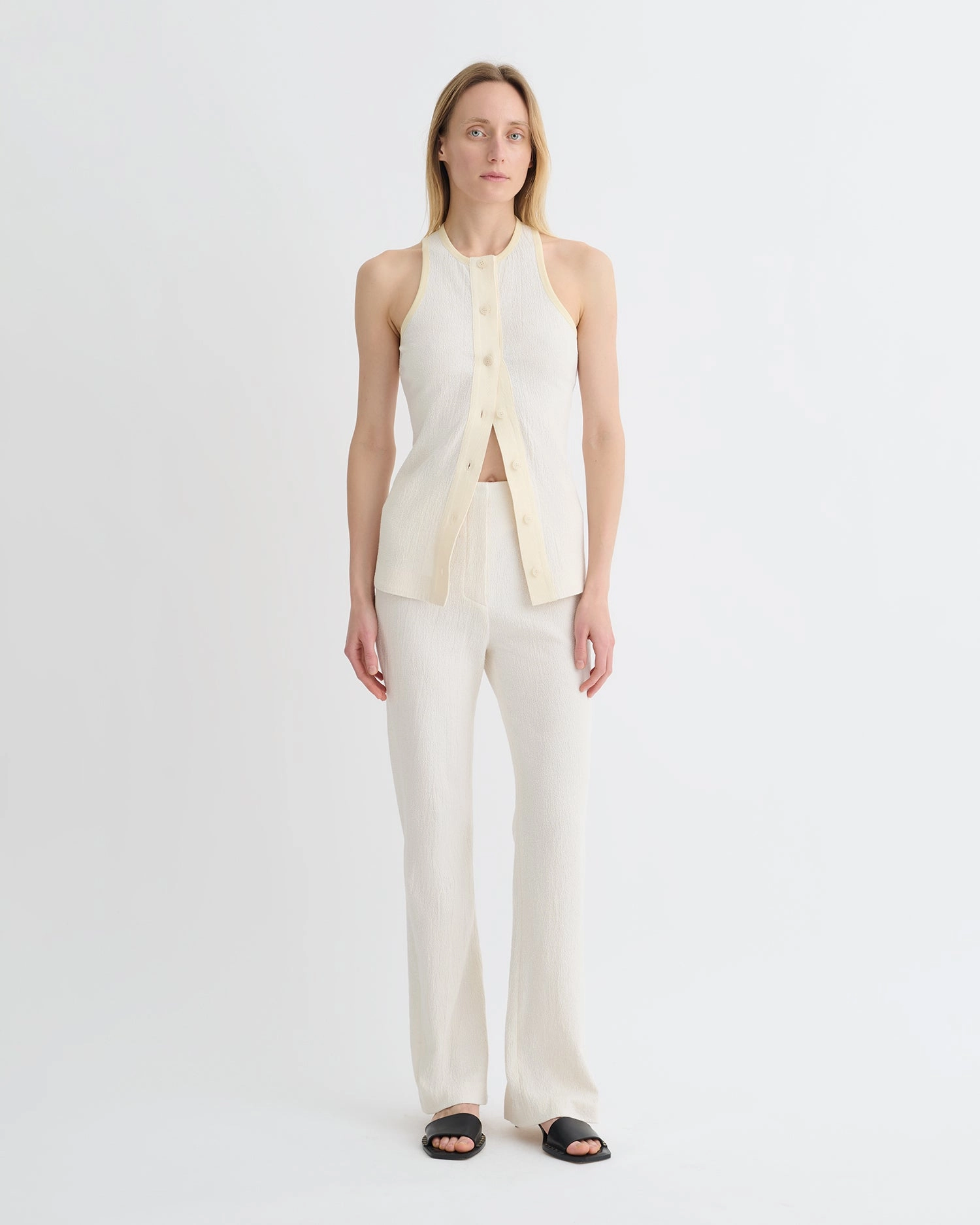 Stretchable Neckline Arne - Crepe Top - Creme