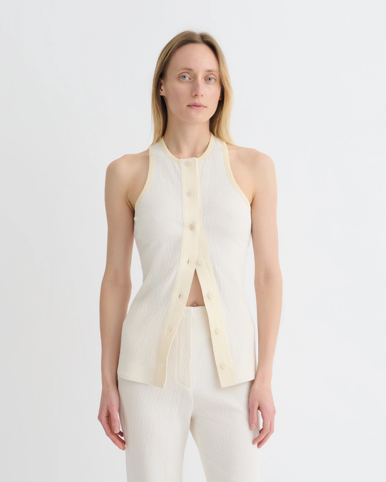Lightweight pullover Non Chafe Armholes Arne - Crepe Top - Creme