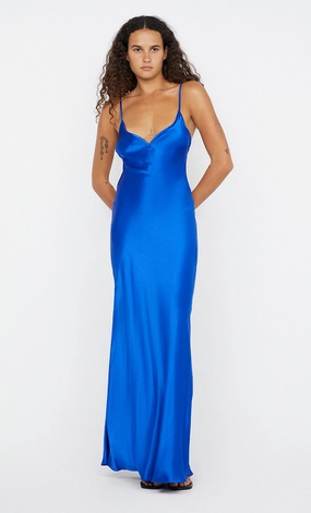 SOL TIE MAXI DRESS - MEDITERRANEAN BLUE Elastic Fit Subtle Mood