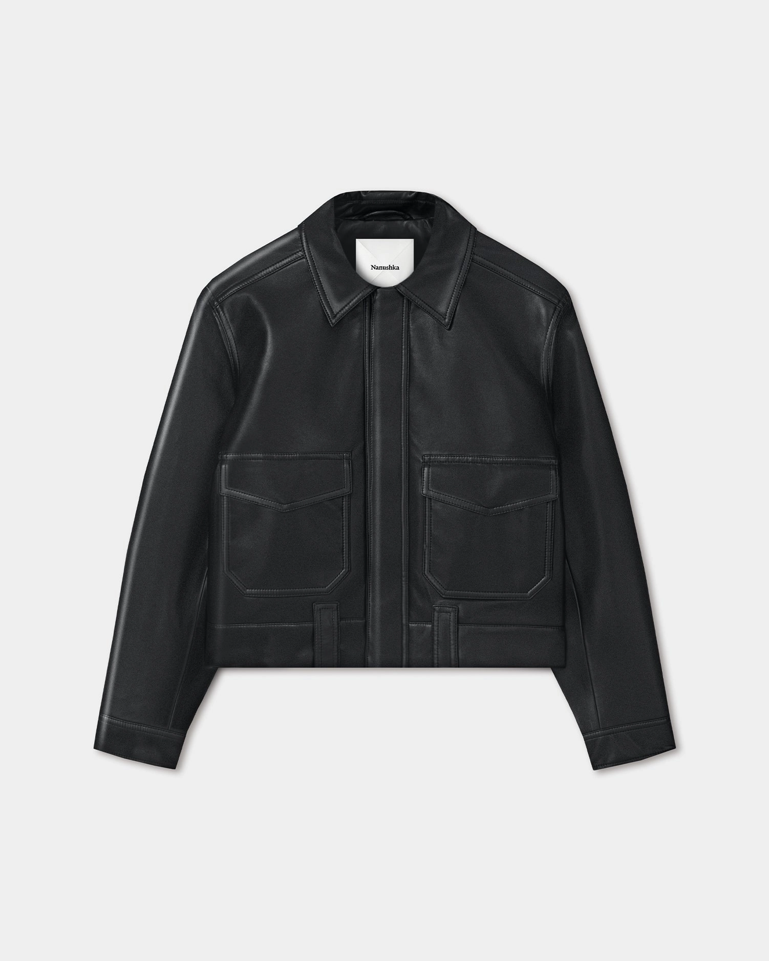 Ruben - Regenerated Leather Jacket - Black with hoods