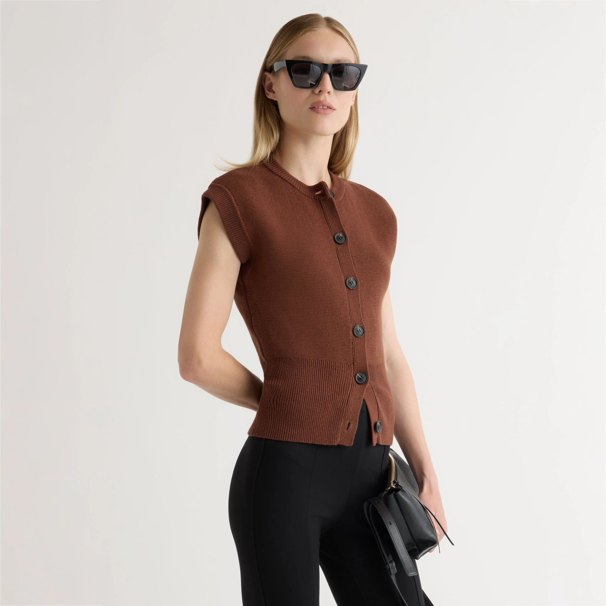 Stylish Hoodie Solea Button Knit Vest