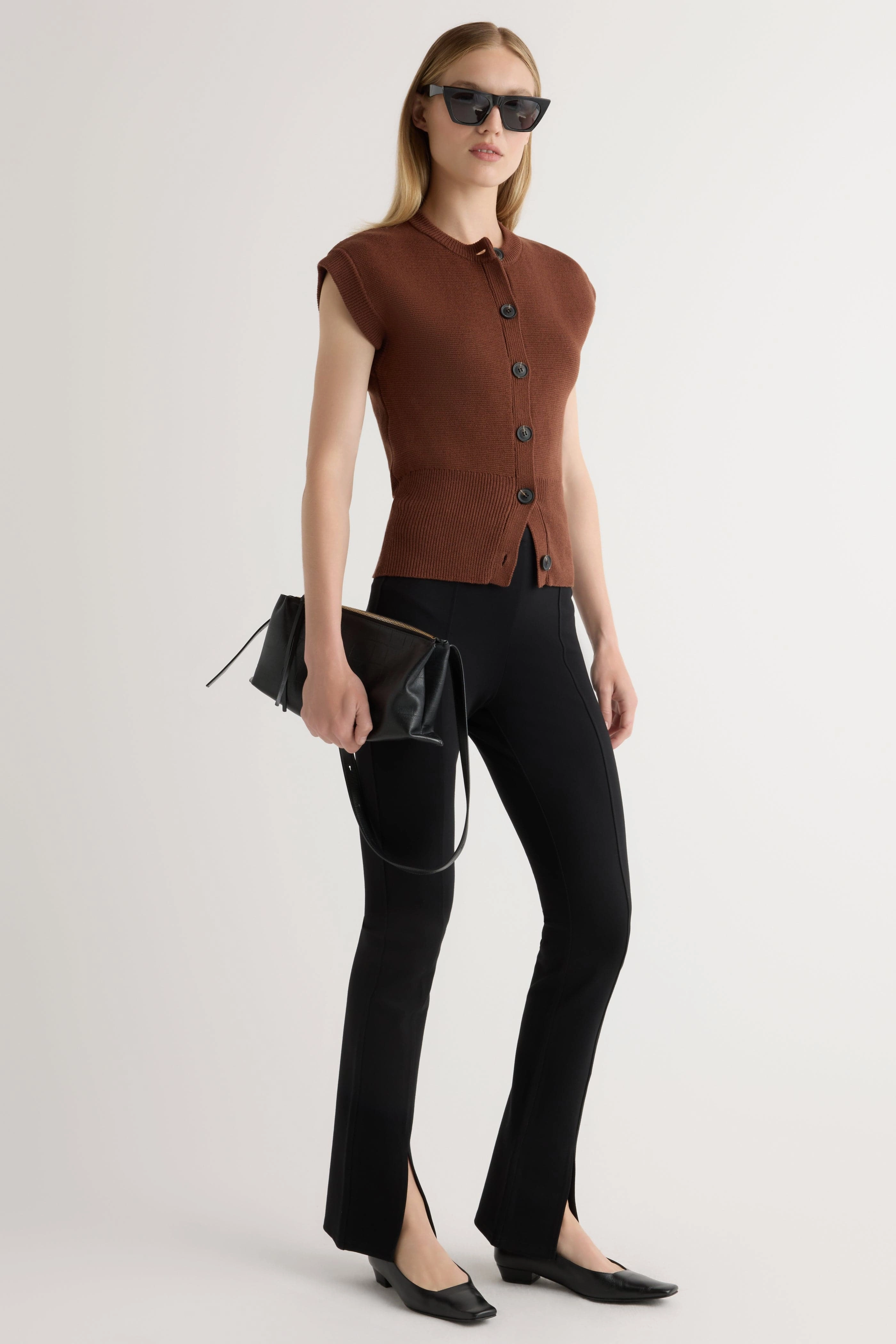 Solea Button Knit Vest Non Irritating Seam Finish LowMaintenanceFabric