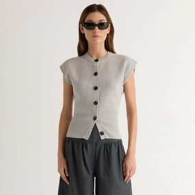 Solea Button Knit Vest ZipperedPockets