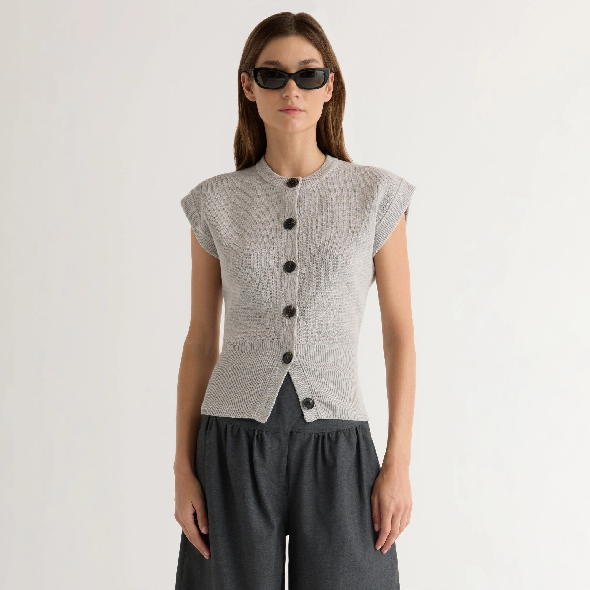 Solea Button Knit Vest ZipperedPockets
