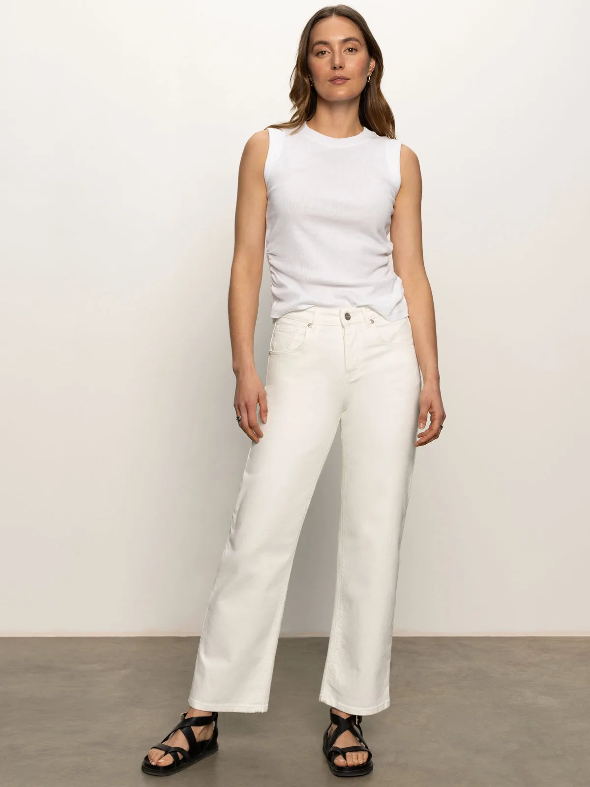 Soleil 90's Straight High Rise Jeans White Slim Profile