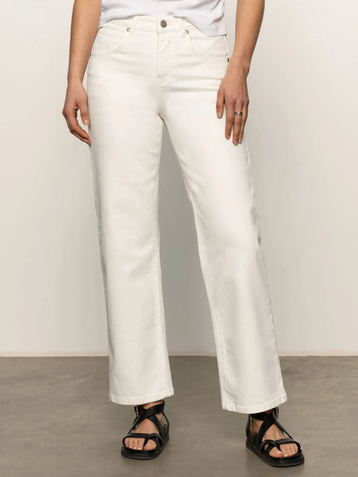 Soleil 90's Straight High Rise Jeans White Clean Cut