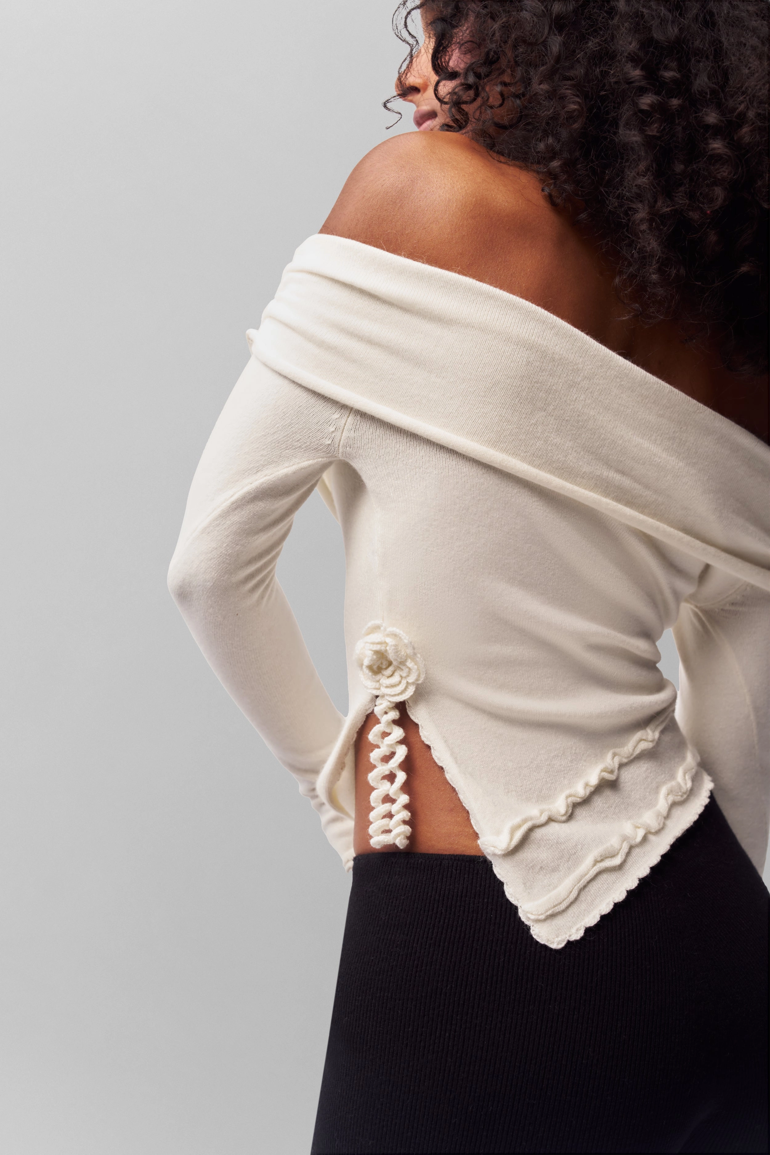 Cable Stitch Modern Trend Soler Fold Over Knit Top
