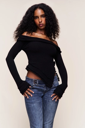 Tagless Label System Soler Fold Over Knit Top