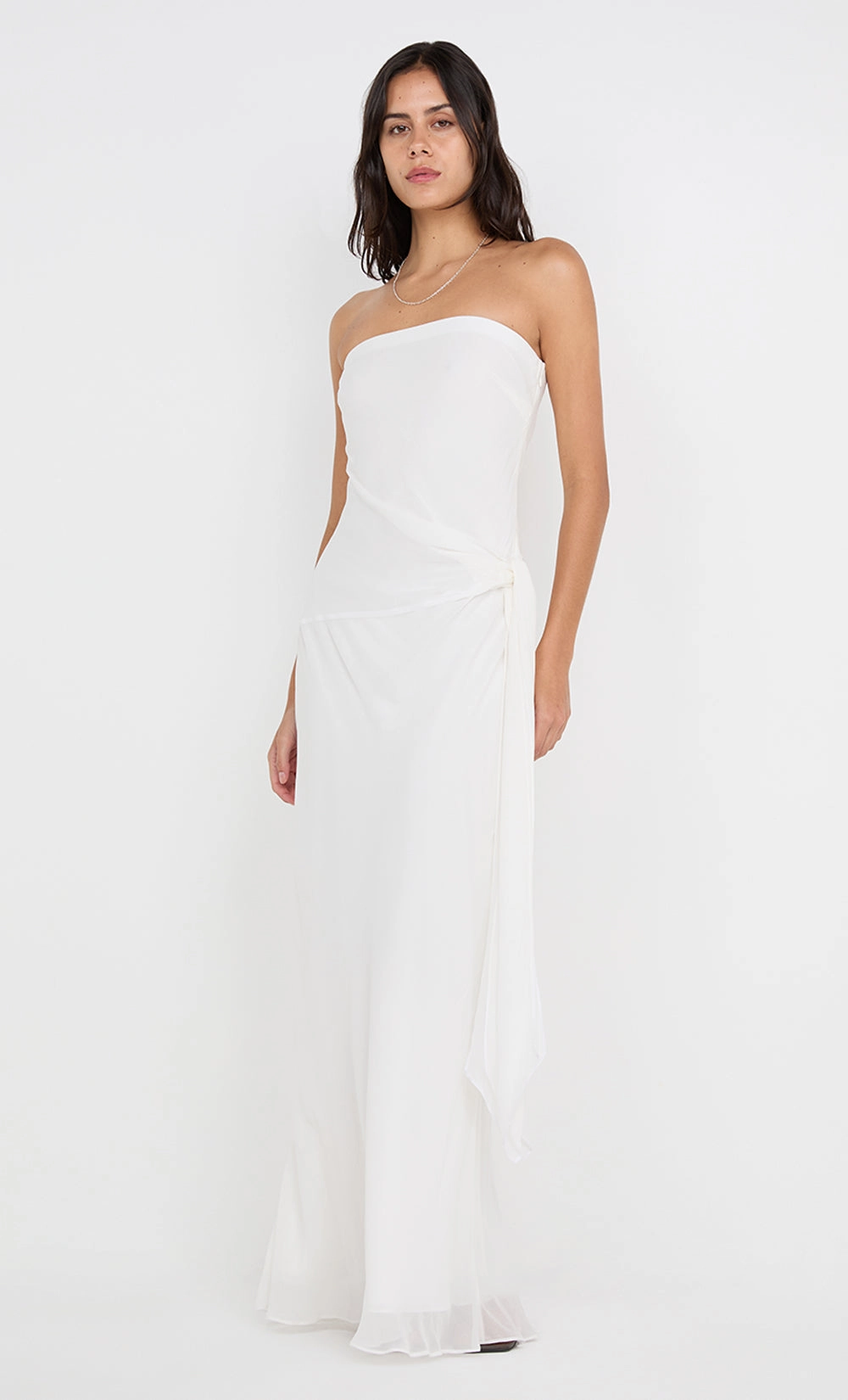Party Floral Elegant brunch outfit SONEVA STRAPLESS MAXI DRESS - IVORY