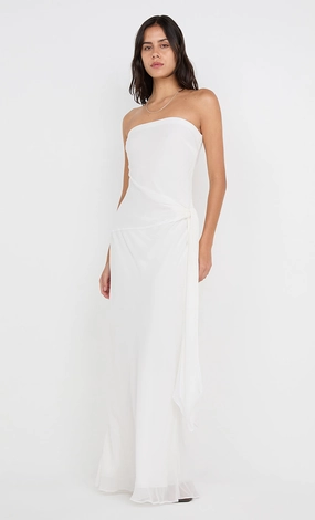 Party Floral Elegant brunch outfit SONEVA STRAPLESS MAXI DRESS - IVORY